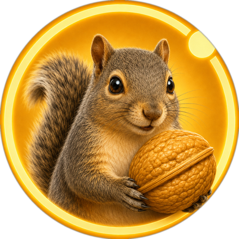 Herman the squirrel holding a walnut